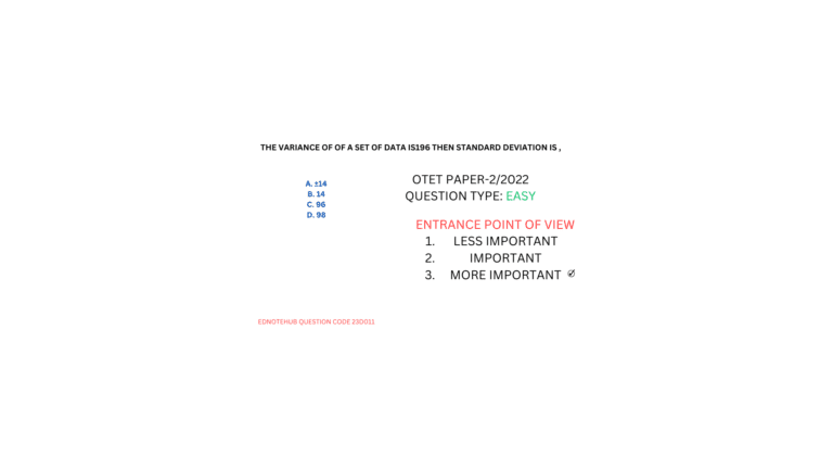 THE VARIANCE OF OF A SET OF DATA IS196 THEN STANDARD DEVIATION IS ,TOP MCQ 2024