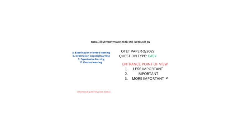 SOCIAL CONSTRUCTIVISM IN TEACHING IS FOCUSES ON TOP MCQ 2024